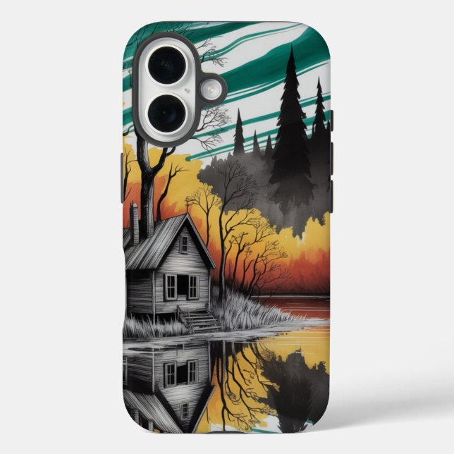 Sunset Cabin Reflection – Moody Nature Landscape Case-Mate iPhone Case (Back)