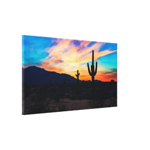 Sunset Cactus Desert Dusk Canvas Print