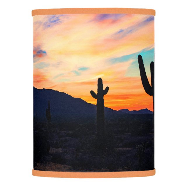 Sunset Cactus Desert Dusk Lamp Shade (Front)