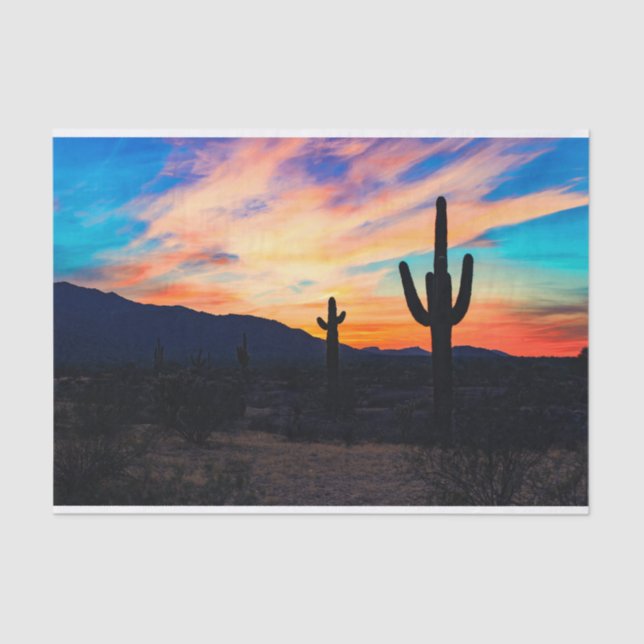 Sunset Cactus Desert Dusk Tissue Paper (Front)