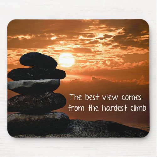 Sunset Cairn with Quote  Mouse Pad