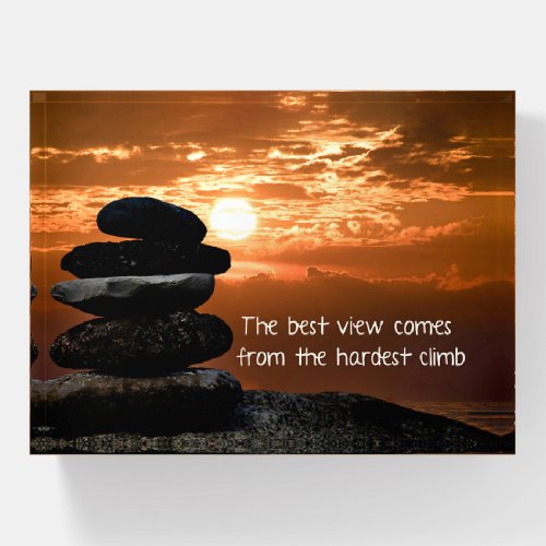 Sunset Cairn with Quote Paperweight