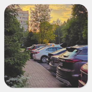 Sunset Calm Parking Sticker – Customizable