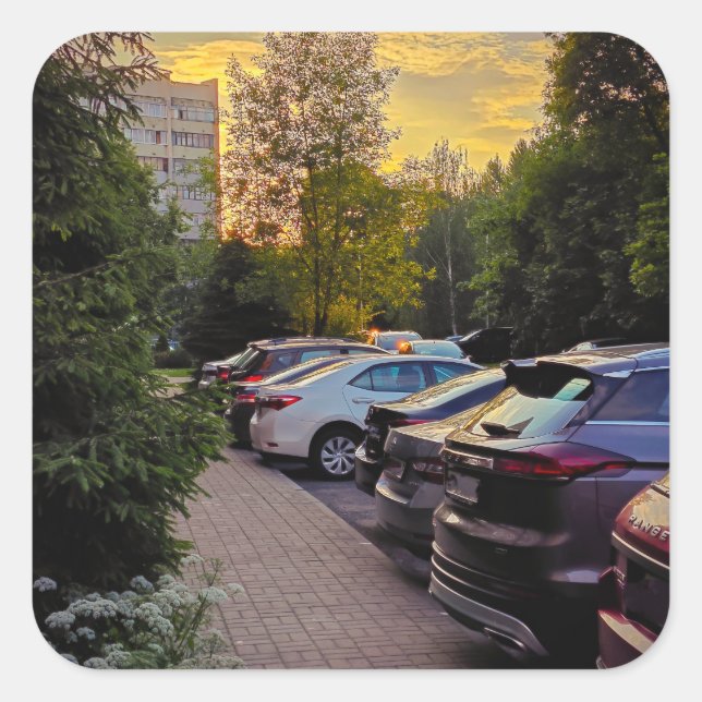 Sunset Calm Parking Sticker – Customizable (Front)