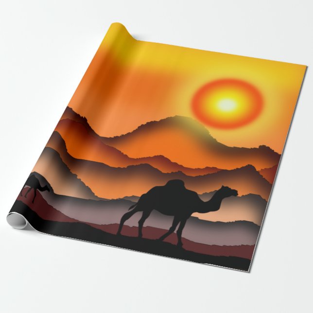 Sunset Camel Wrapping Paper (Unrolled)