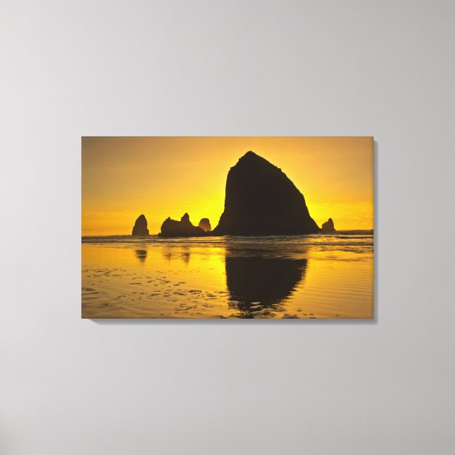 Sunset, Cannon Beach, Oregon, USA Canvas Print (Front)