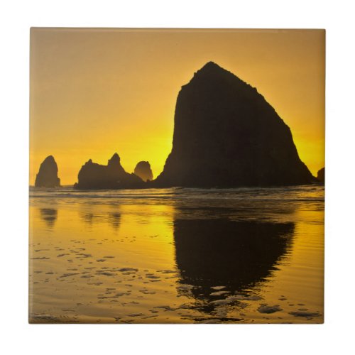 Sunset Cannon Beach Oregon USA Ceramic Tile