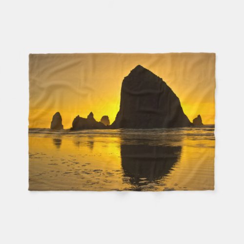 Sunset Cannon Beach Oregon USA Fleece Blanket