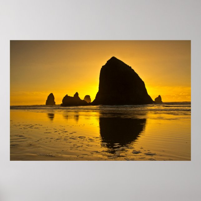 Sunset, Cannon Beach, Oregon, USA Poster (Front)