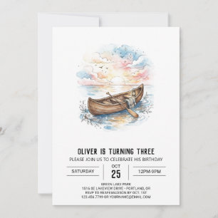 Sunset Canoe Birthday Invitation