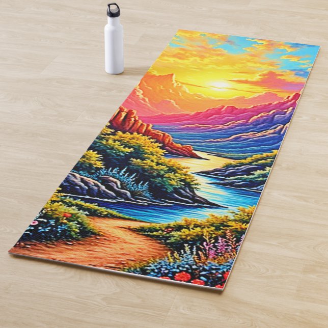  Sunset Canyon River Art Yoga Mat (In Situ)