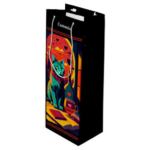 Sunset Cat Books And Wine  Gift Bag