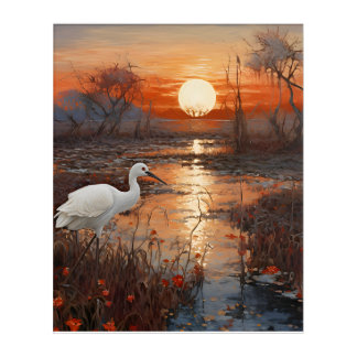 Sunset Celebration: A White Ibis Acrylic Print