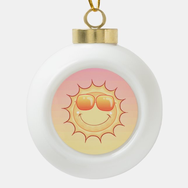 Sunset Ceramic Ball Christmas Ornament (Front)