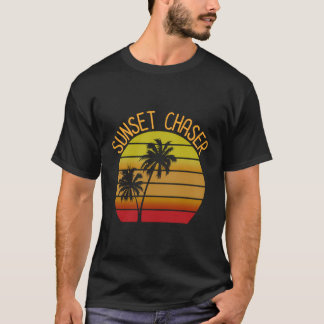 Sunset Chaser Beach Vacation Palm Tree Sand And Su T-Shirt