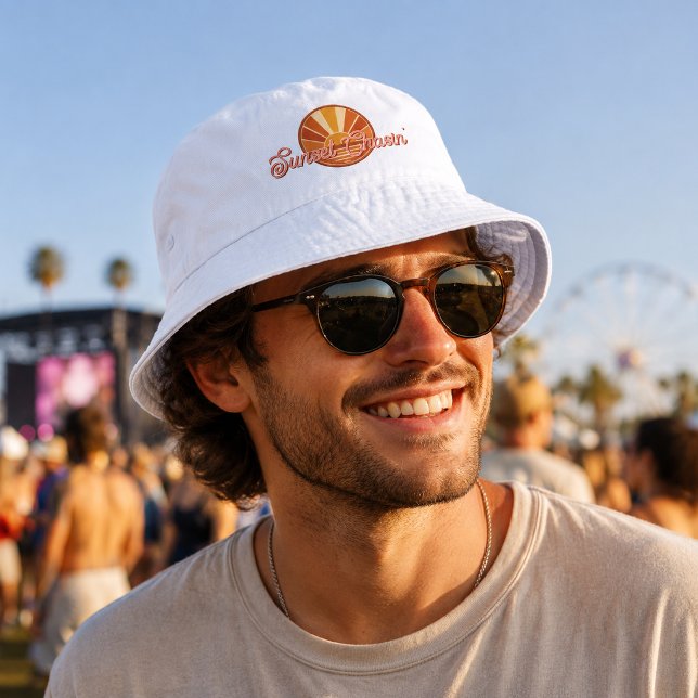 Sunset Chasin' Retro Sun Rays Logo Bucket Hat (Creator Uploaded)