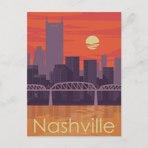 Sunset City Landscape  Nashville Tennessee Postcard