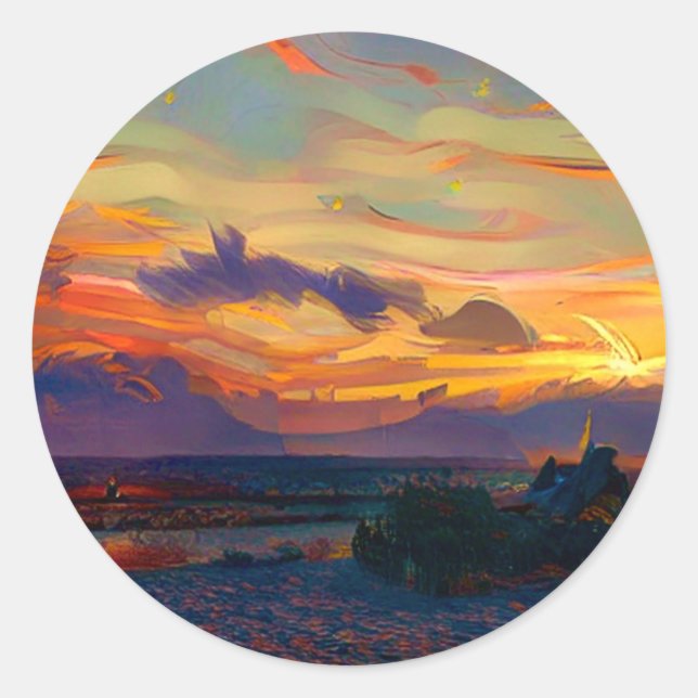 SUNSET CLASSIC ROUND STICKER (Front)