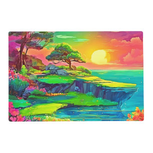 Sunset Cliff Paradise Art Placemat