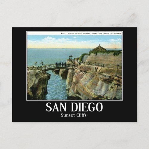 Sunset Cliffs San Diego CA Vintage Postcard