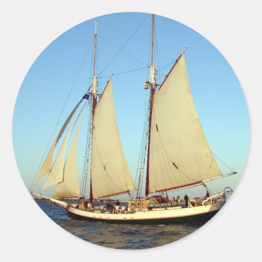 Sunset Clipper Ship Classic Round Sticker