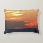 Sunset Clouds and Sailboat Seascape Accent Pillow