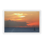 Sunset Clouds and Sailboat Seascape Acrylic Tray