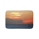 Sunset Clouds and Sailboat Seascape Bath Mat
