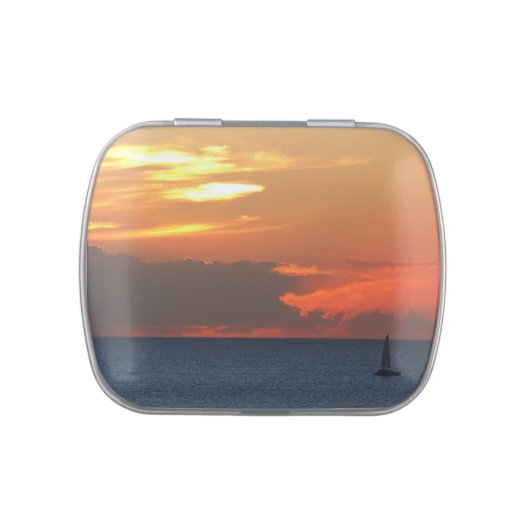 Sunset Clouds and Sailboat Seascape Candy Tin (Top)