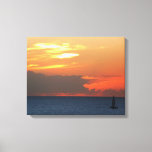 Sunset Clouds and Sailboat Seascape Canvas Print