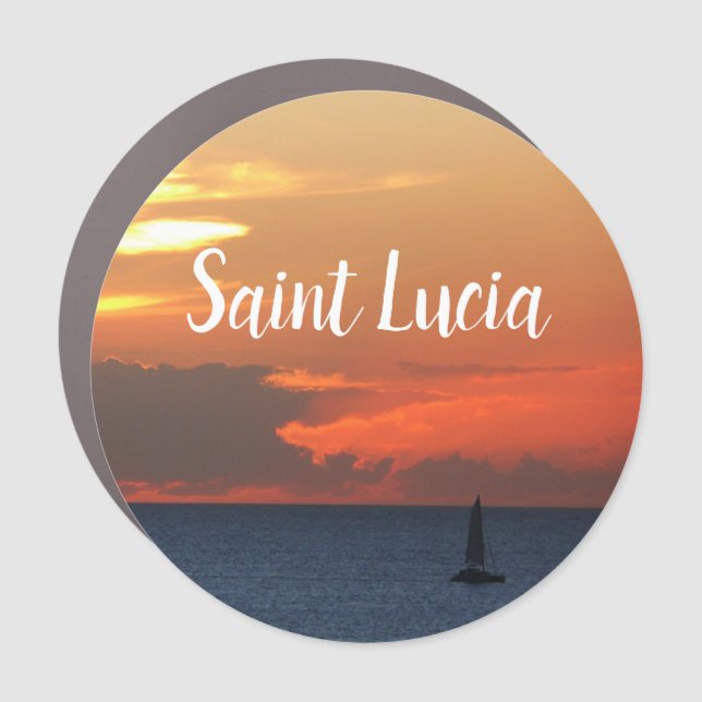 Sunset Clouds and Sailboat Seascape Car Magnet (Front)