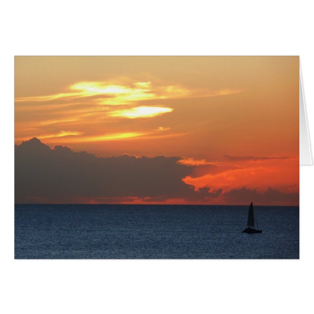Sunset Clouds and Sailboat Seascape Cards (Front Horizontal)