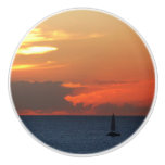 Sunset Clouds and Sailboat Seascape Ceramic Knob