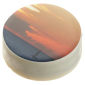 Sunset Clouds and Sailboat Seascape Chocolate Covered Oreo (Angled)