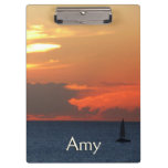 Sunset Clouds and Sailboat Seascape Clipboard