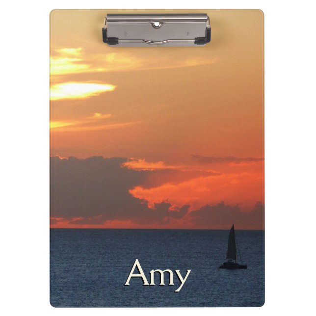 Sunset Clouds and Sailboat Seascape Clipboard (Front)