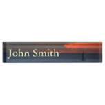 Sunset Clouds and Sailboat Seascape Desk Name Plate