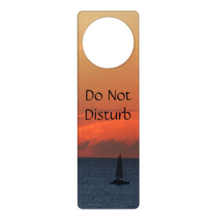 Sunset Clouds and Sailboat Seascape Door Hanger
