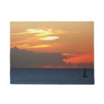 Sunset Clouds and Sailboat Seascape Doormat