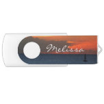 Sunset Clouds and Sailboat Seascape Flash Drive