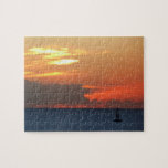 Sunset Clouds and Sailboat Seascape Jigsaw Puzzle