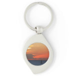 Sunset Clouds and Sailboat Seascape Keychain