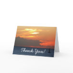Sunset Clouds and Sailboat Seascape Letterpress Thank You Card