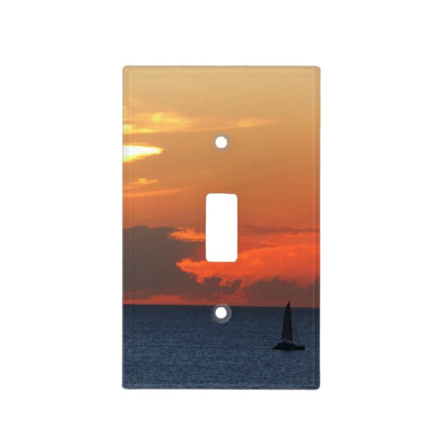 Sunset Clouds and Sailboat Seascape Light Switch Cover (Front)