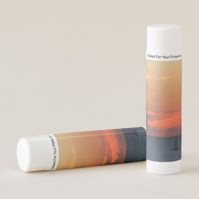 Sunset Clouds and Sailboat Seascape Lip Balm (Front)