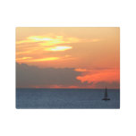 Sunset Clouds and Sailboat Seascape Metal Print