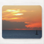 Sunset Clouds and Sailboat Seascape Mouse Pad