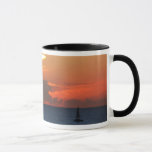 Sunset Clouds and Sailboat Seascape Mug