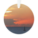 Sunset Clouds and Sailboat Seascape Ornament