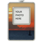 Sunset Clouds and Sailboat Seascape Ornament
